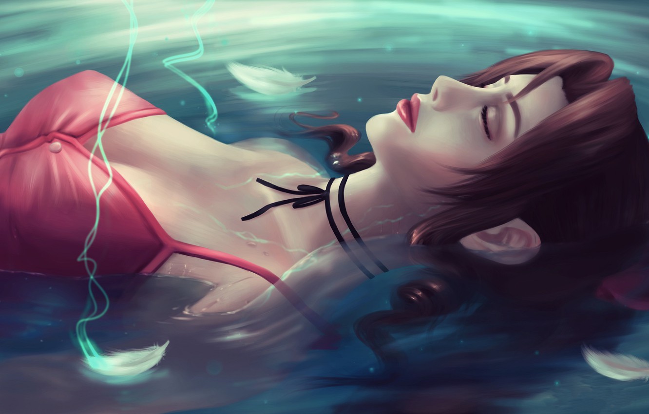 Photo Wallpaper Water, Girl, Final Fantasy 7, Final - Water Girl Fantasy - HD Wallpaper 