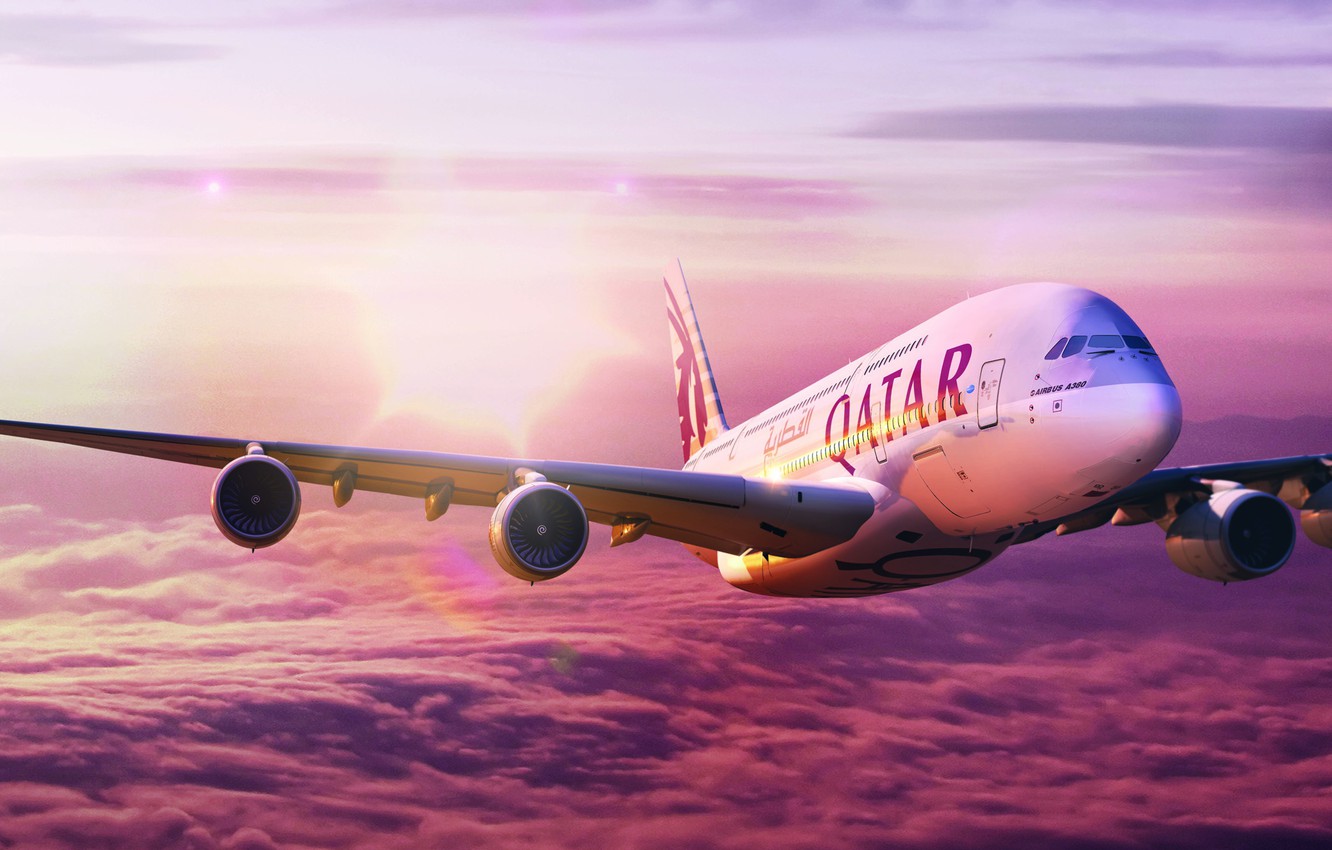 Photo Wallpaper The Sky, Flight, A380, The Plane, Airbus, - Qatar Airways Wallpaper Hd - HD Wallpaper 