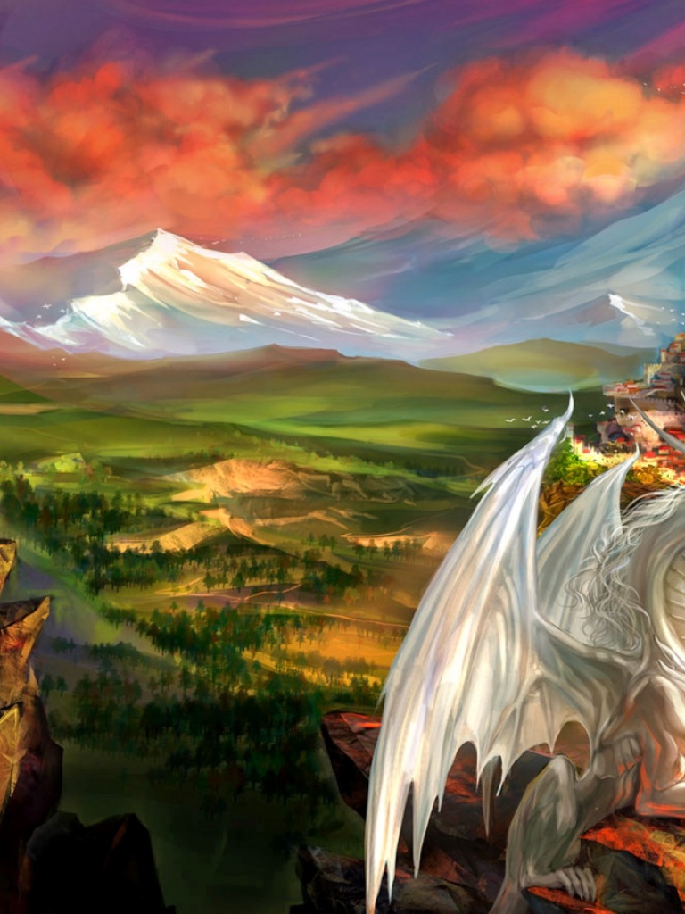 Beautiful White Dragon Full - HD Wallpaper 