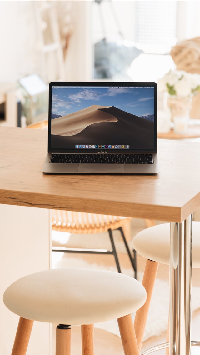 Macbook Air 2019 Iphone Wallpaper - Macbook On Table - HD Wallpaper 