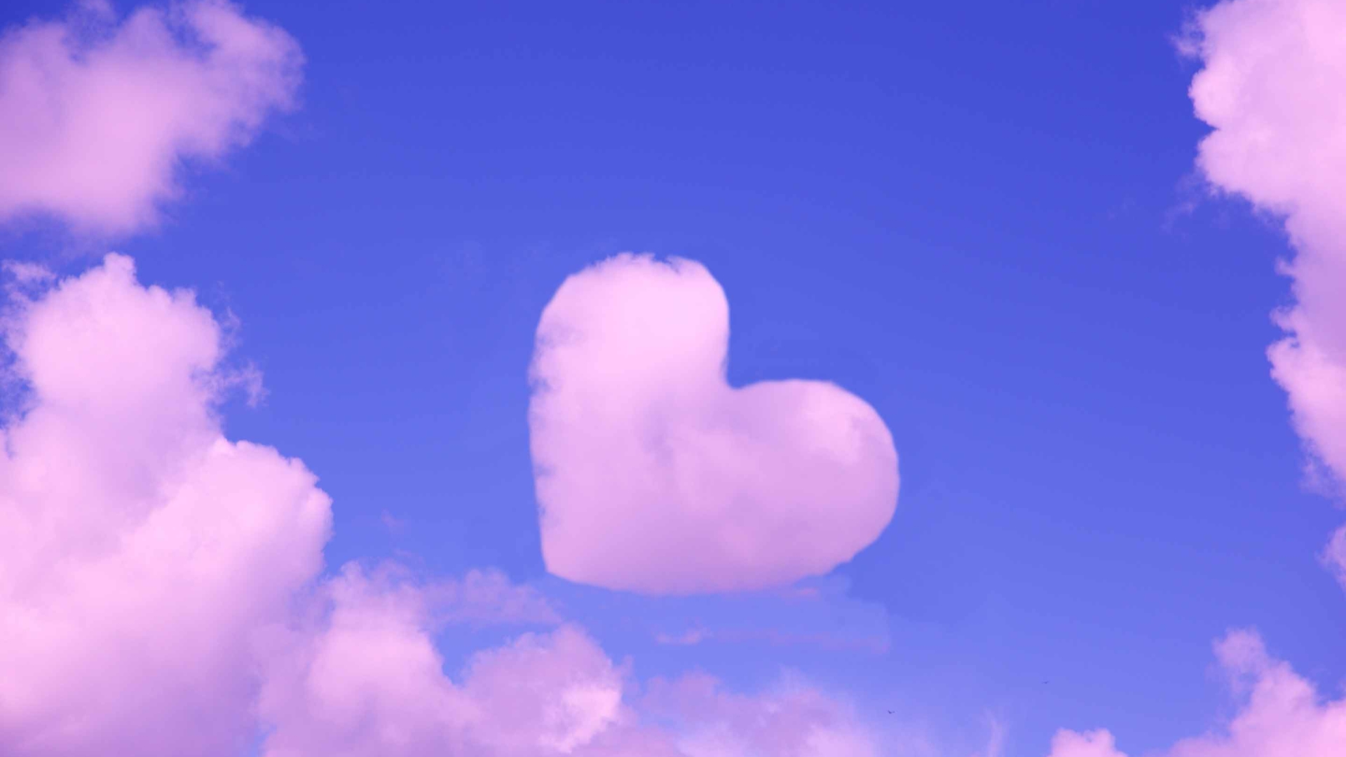 Pink Heart Shaped Clouds - HD Wallpaper 