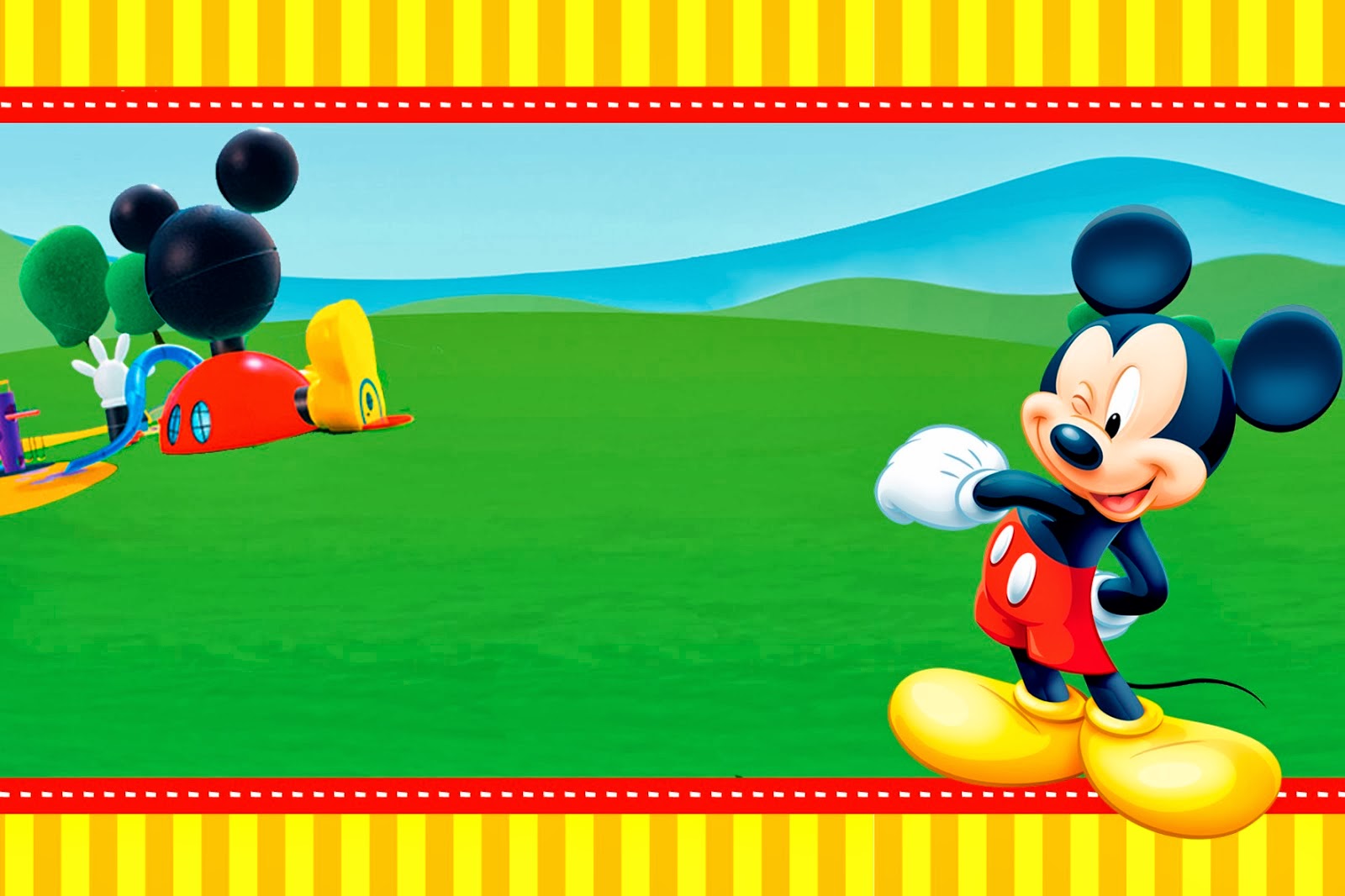 Free Mickey Clubhouse Invitations Free Mickey Clubhouse - Fondo De Mickey Mouse - HD Wallpaper 