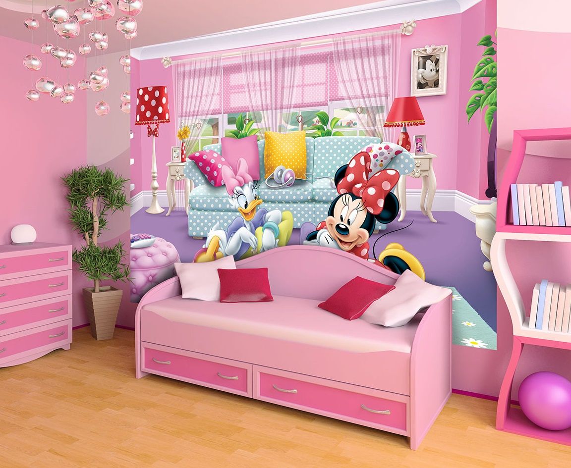 Mickey Mouse Wallpaper For Bedroom - Girls Bedroom Wall Mural - HD Wallpaper 