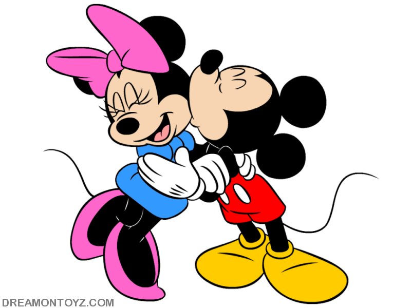 Mickey Mouse Kissing Minnie Mouse Wallpaper - Mini Mouse E Mickey - HD Wallpaper 