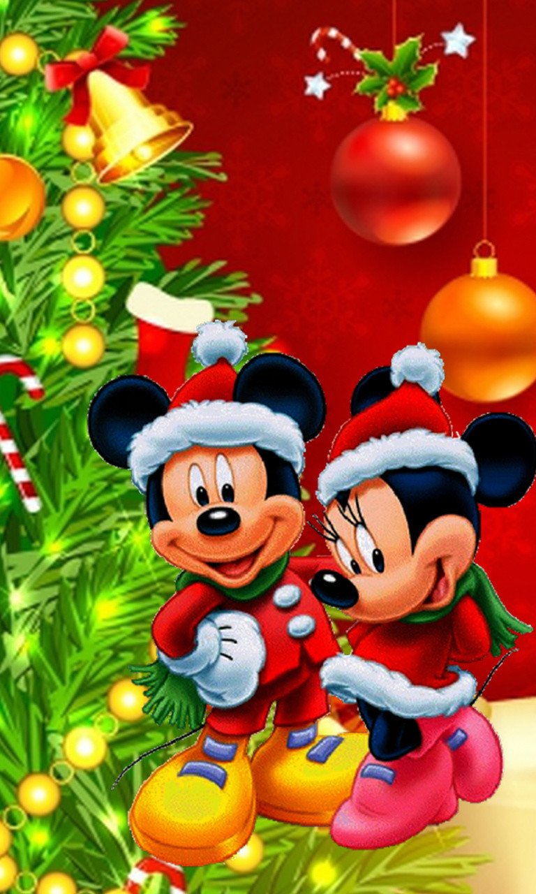 Mickey And Minnie Mouse Wallpaper Free - Mickey Mouse Minnie Mouse Christmas - HD Wallpaper 