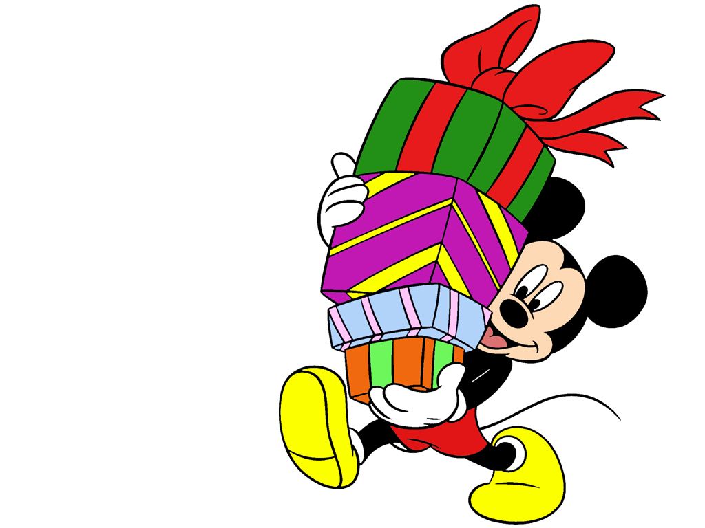 Mickey Mouse - Mickey Mouse With Gift - HD Wallpaper 