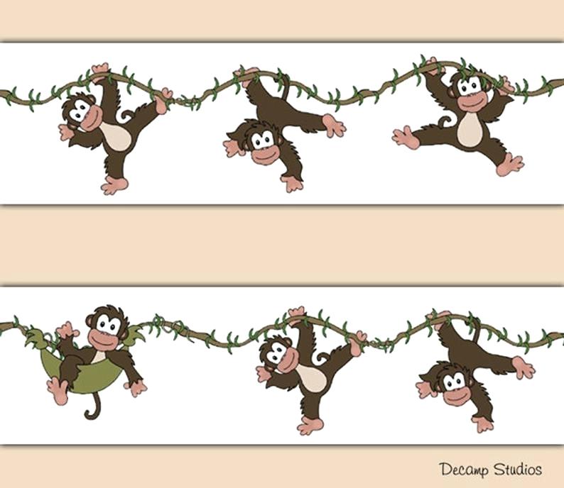 Hanging Wallpaper Border Image - Monkeys Hanging From Trees - HD Wallpaper 