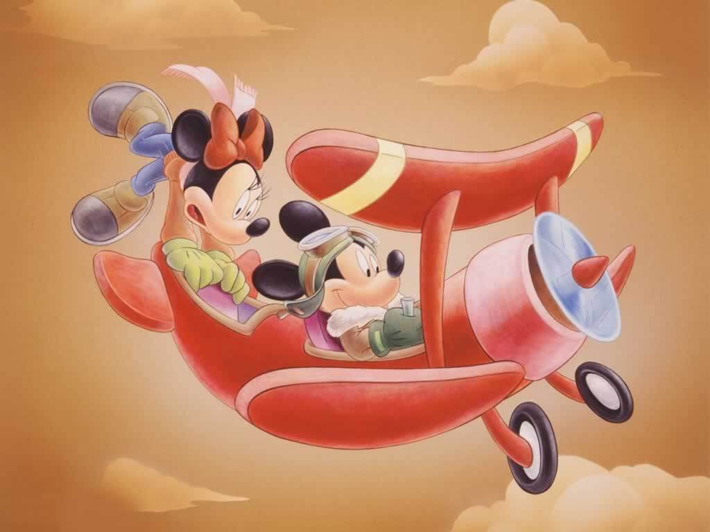 Minnie And Mickey Mouse Wallpapers - Mickey And Minnie On A Plane -  1024x768 Wallpaper 