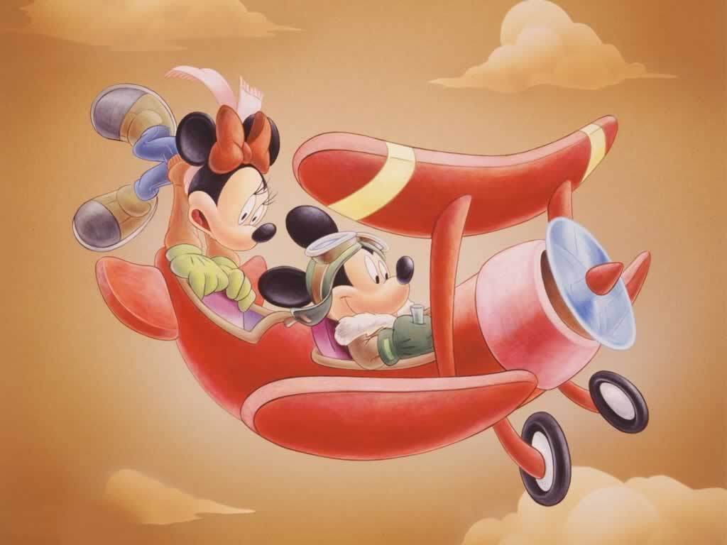 Minnie And Mickey Mouse Wallpapers - Mickey And Minnie On A Plane - HD Wallpaper 