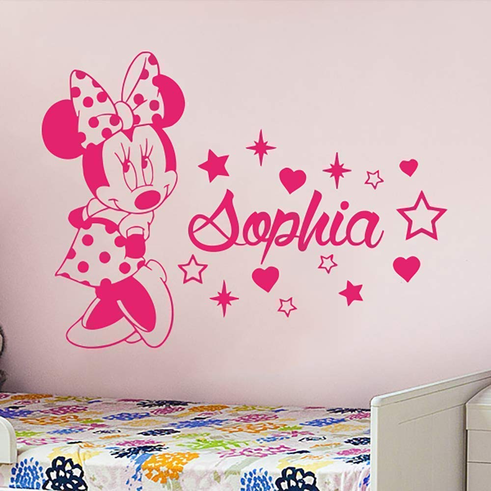 Name Wall Decal Minnie Mouse Vinyl Decals Sticker Custom - Minnie Mouse With Name - HD Wallpaper 