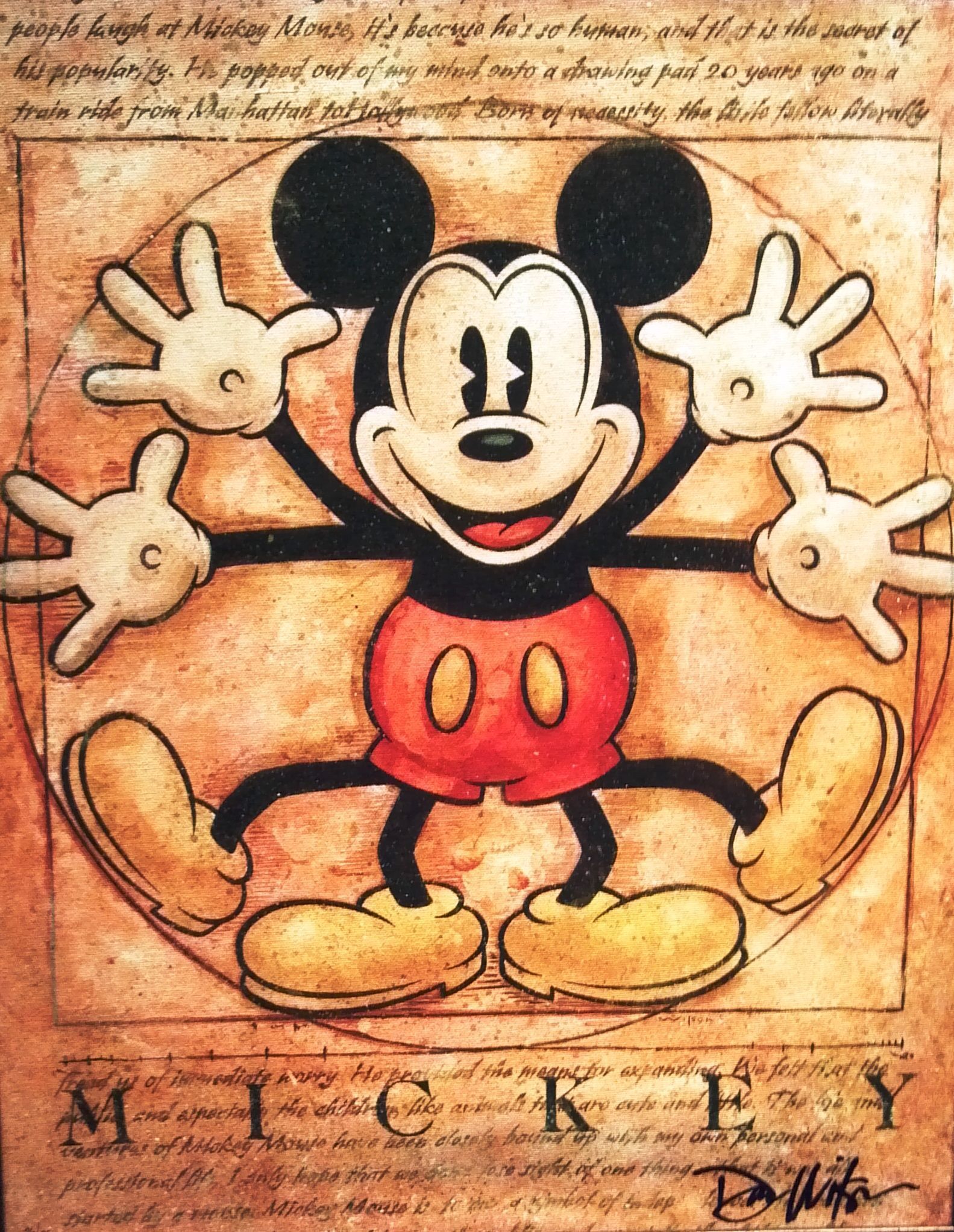 Vintage Mickey Mouse Wallpapers - Mickey Mouse Vitruvian Man - HD Wallpaper 