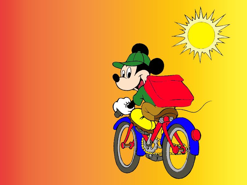 Disney Wallpaper Free - Mickey Mouse Cycle Riding - HD Wallpaper 