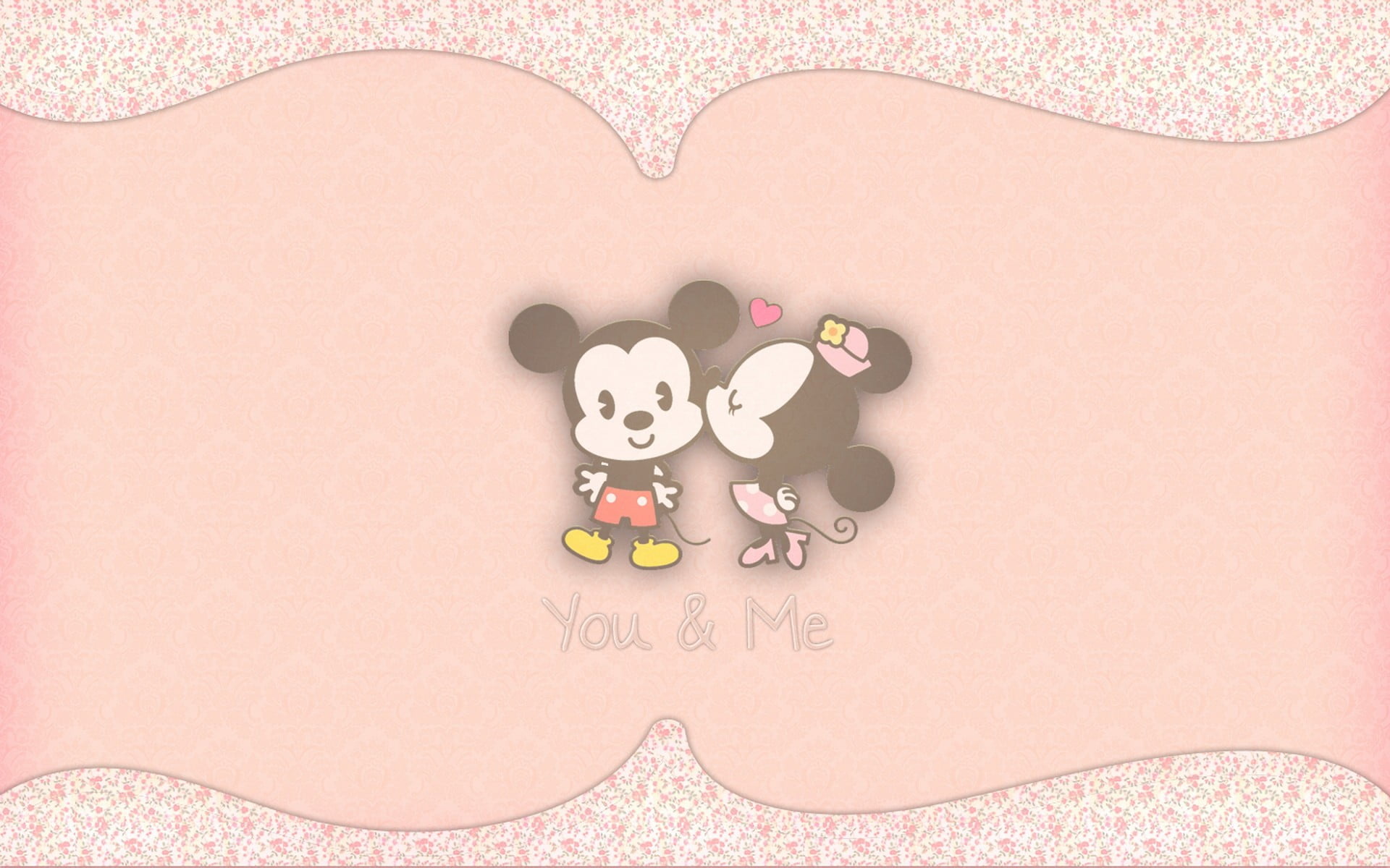 Pink Wallpaper Minnie Mouse And Mickey - HD Wallpaper 