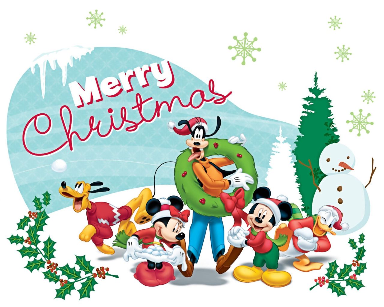 Mickey Mouse Merry Christmas - HD Wallpaper 