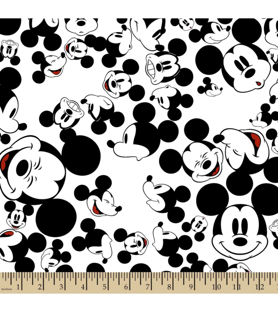 Disney Mickey Mouse Print Fabric The Many Faces Of - Mickey Mouse Fabric Black And White - HD Wallpaper 