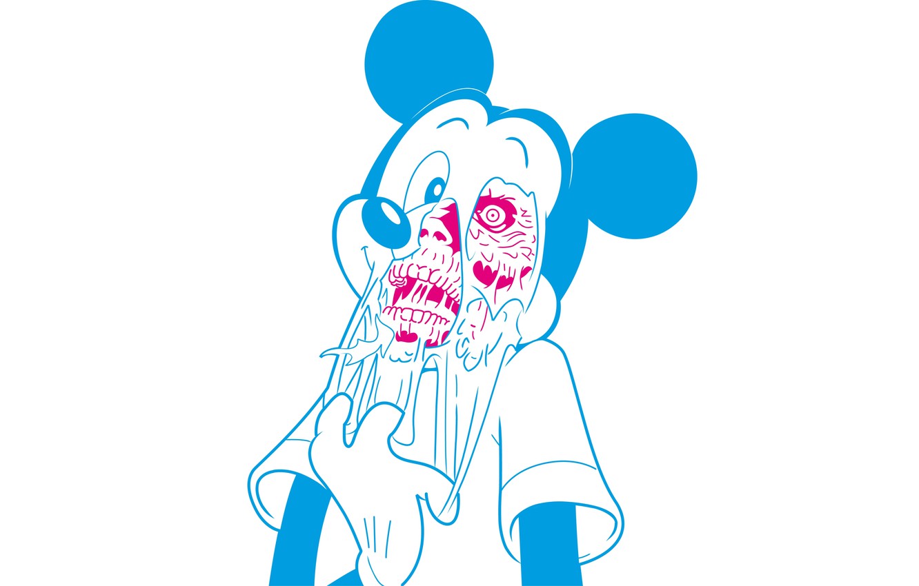 Photo Wallpaper Background, Skull, Art, Zombies, Art, - Mickey Mouse Tearing Face - HD Wallpaper 