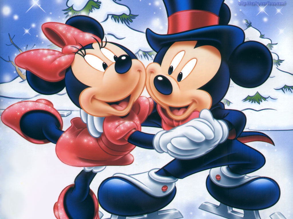 Mickey Mouse Christmas - Mickey And Minnie Mouse - HD Wallpaper 