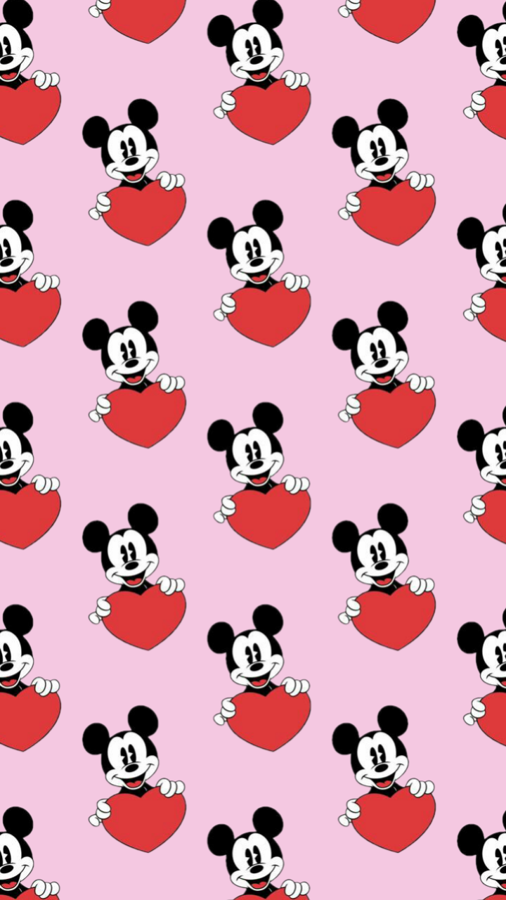Background Mickey Mouse Pink - HD Wallpaper 