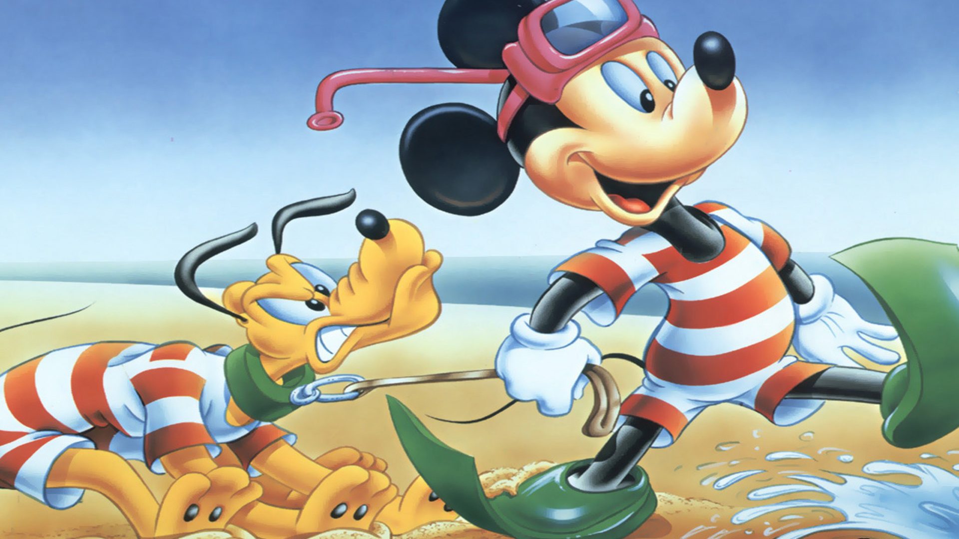 Mickey Mouse Pluto Beach - HD Wallpaper 