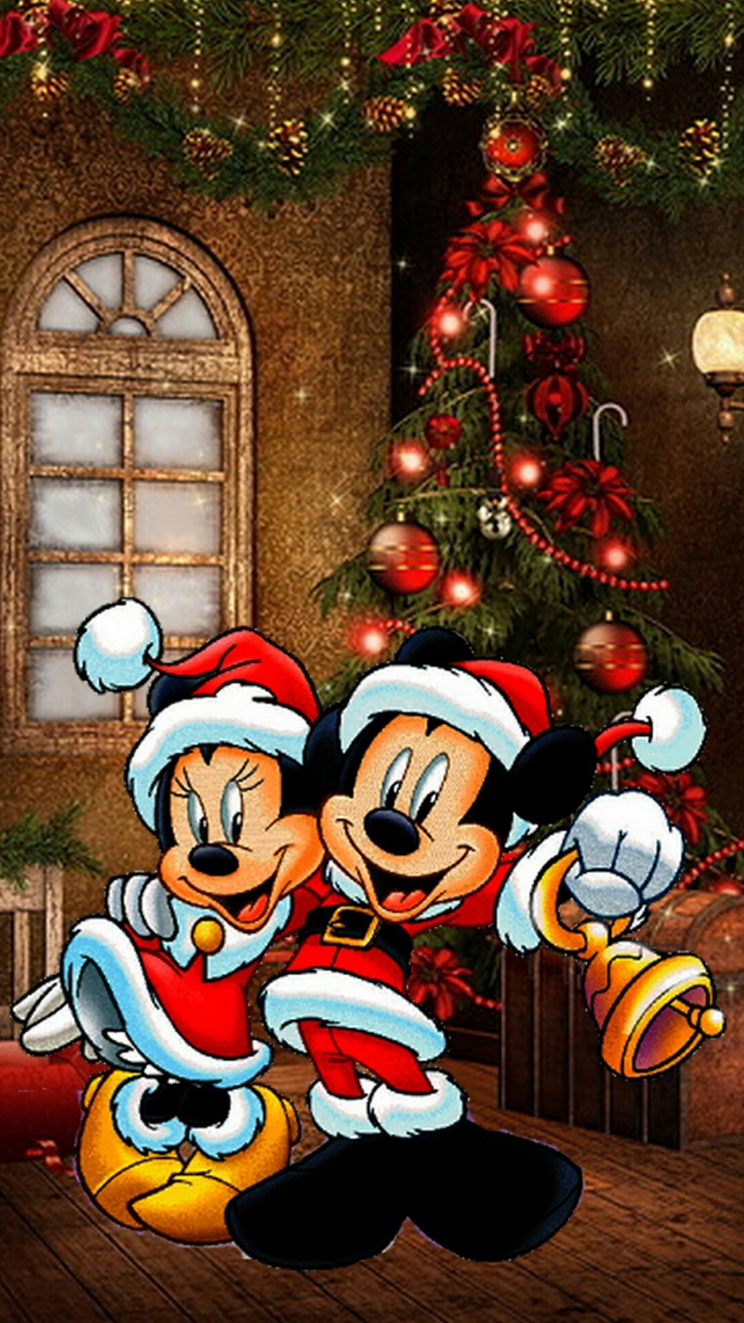 Holiday Wallpaper, Wallpaper Backgrounds, Walt Disney - Mickey Mouse  Christmas Background - 1080x1920 Wallpaper 