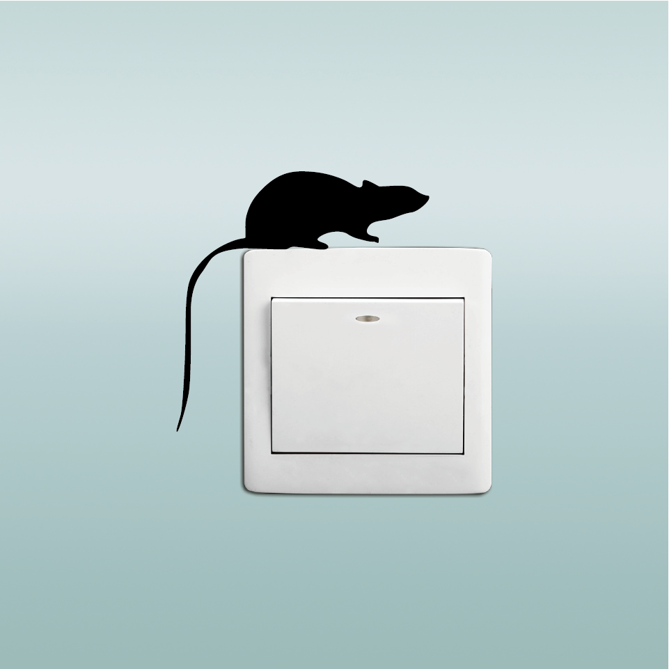Mice-32 Mouse Silhouette Light Switch Sticker Cartoon - Rat - HD Wallpaper 
