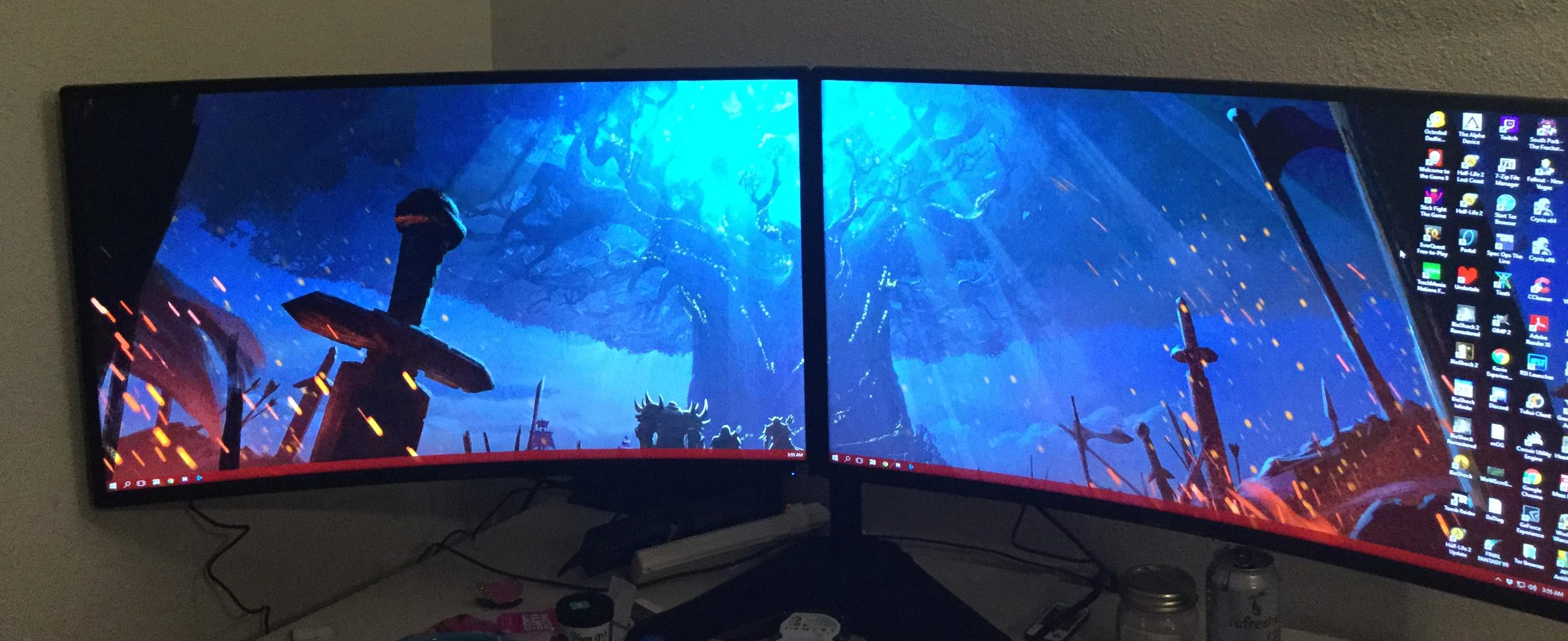 Dual 32 Curved Monitors - 3000x1226 Wallpaper Dual 32 Curved Monitors - 3000x1226 Wallpaper