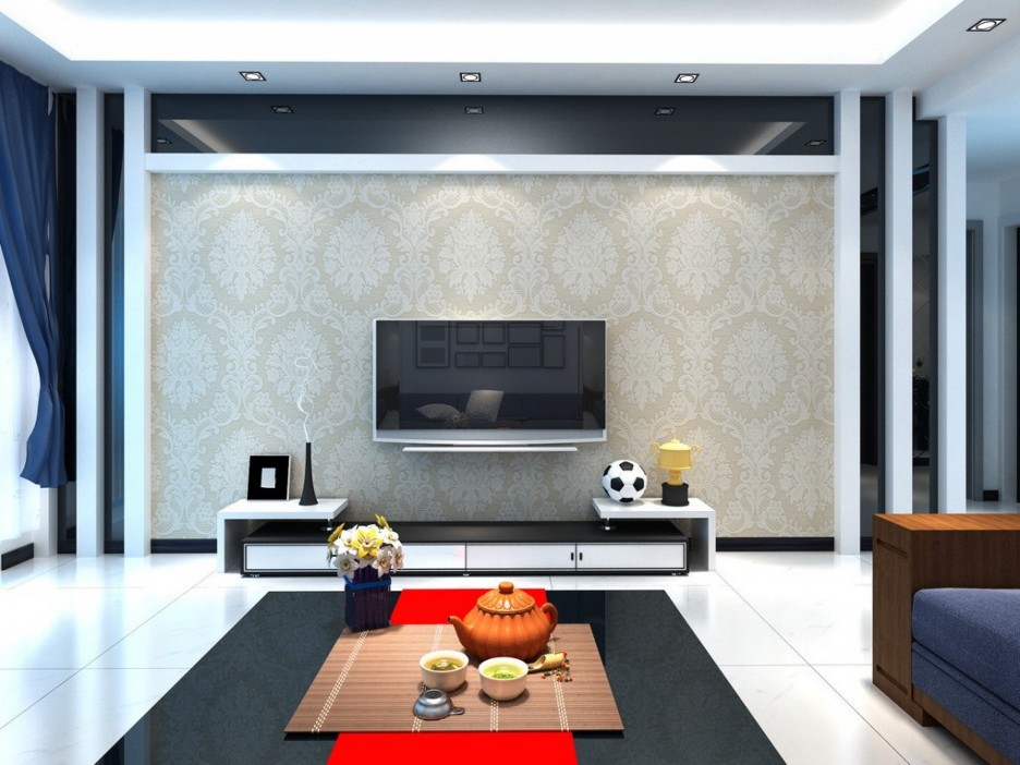 Tv Lounge Wall Design - 936x702 Wallpaper 