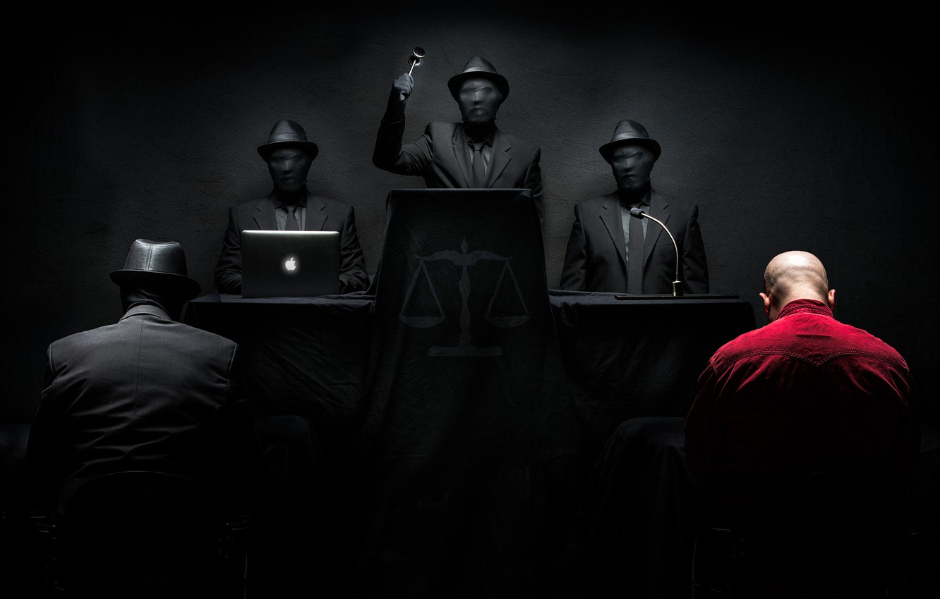 Photo Wallpaper Men, The Court, The Sentence, Blind - Hanging Photography Exhibitions Clips - HD Wallpaper 
