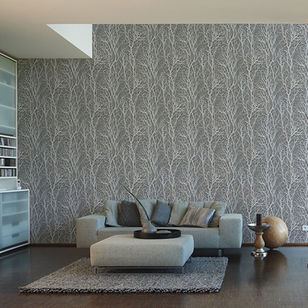 As Creation Grey Wallpaper Geometric Wood Trees Metallic - Creation 30094 3 - HD Wallpaper 