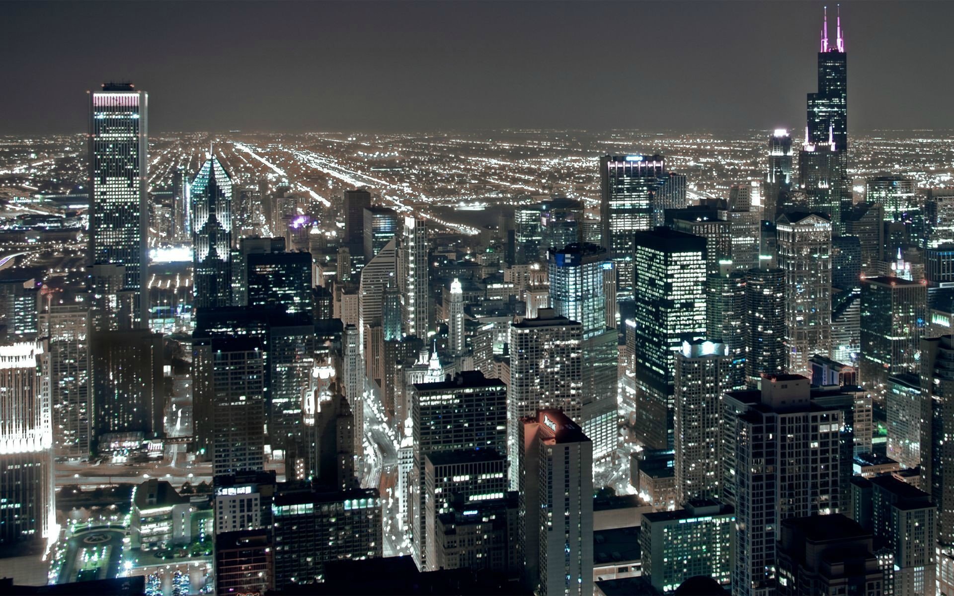 Chicago Night City Wallpaper - Chicago - HD Wallpaper 