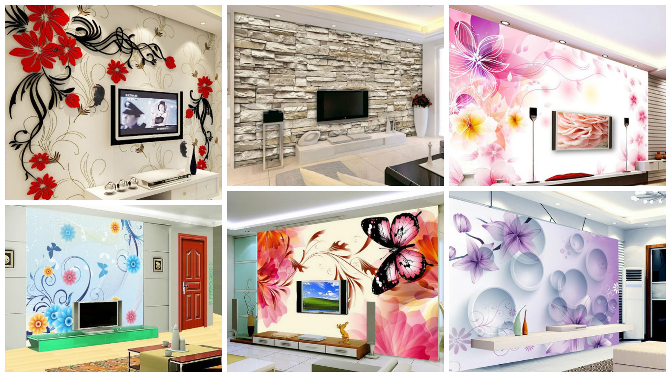 Tv Unit Wallpaper Design - HD Wallpaper 