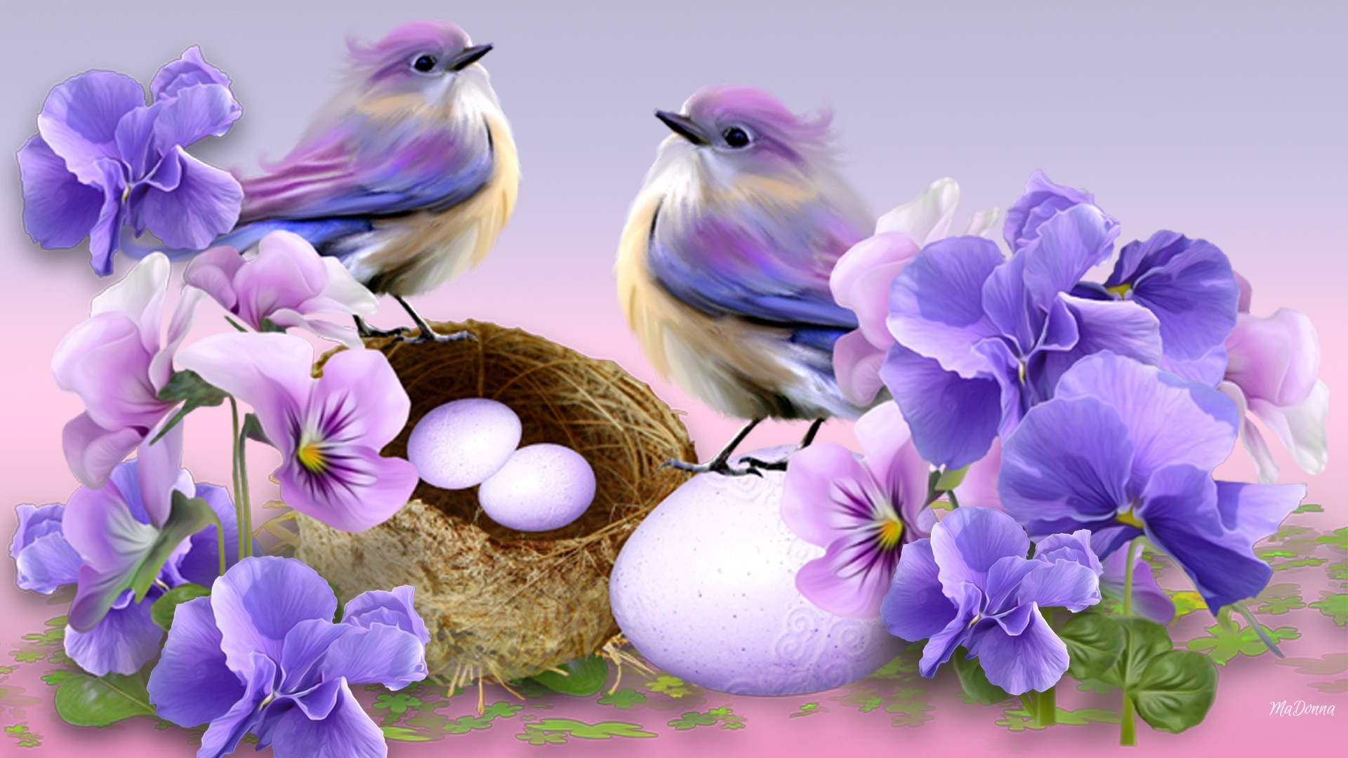 Flowers Wallpaper Hd Birds - HD Wallpaper 