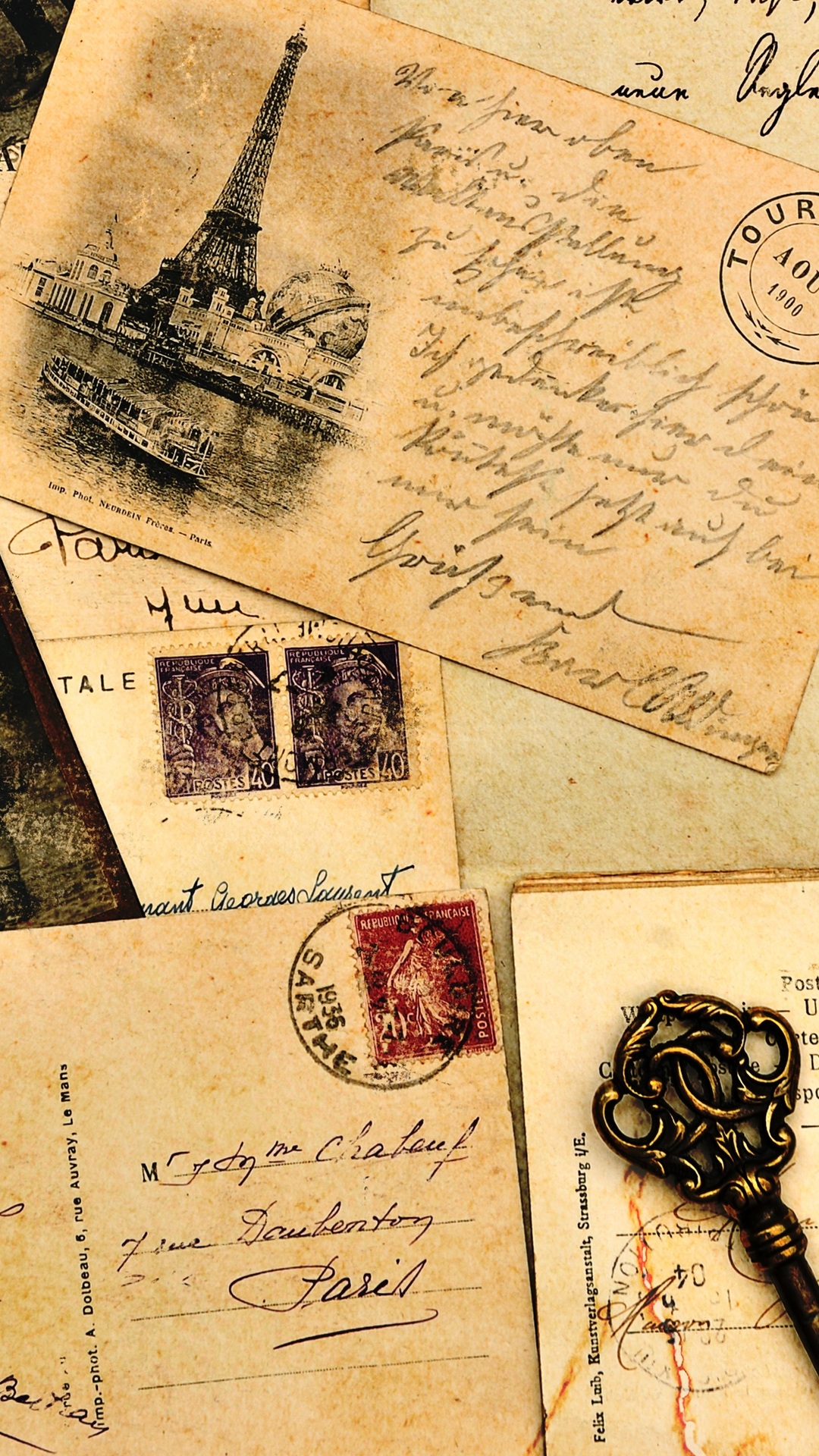 Vintage, Letters, Postcard, Eiffel Tower, Vintage Photo - Vintage Covers For Facebook - HD Wallpaper 