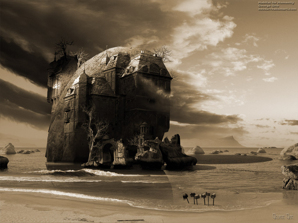 Habitat For Humanity, Silhouettes, Reflection, Sea, - George Grie Art - HD Wallpaper 