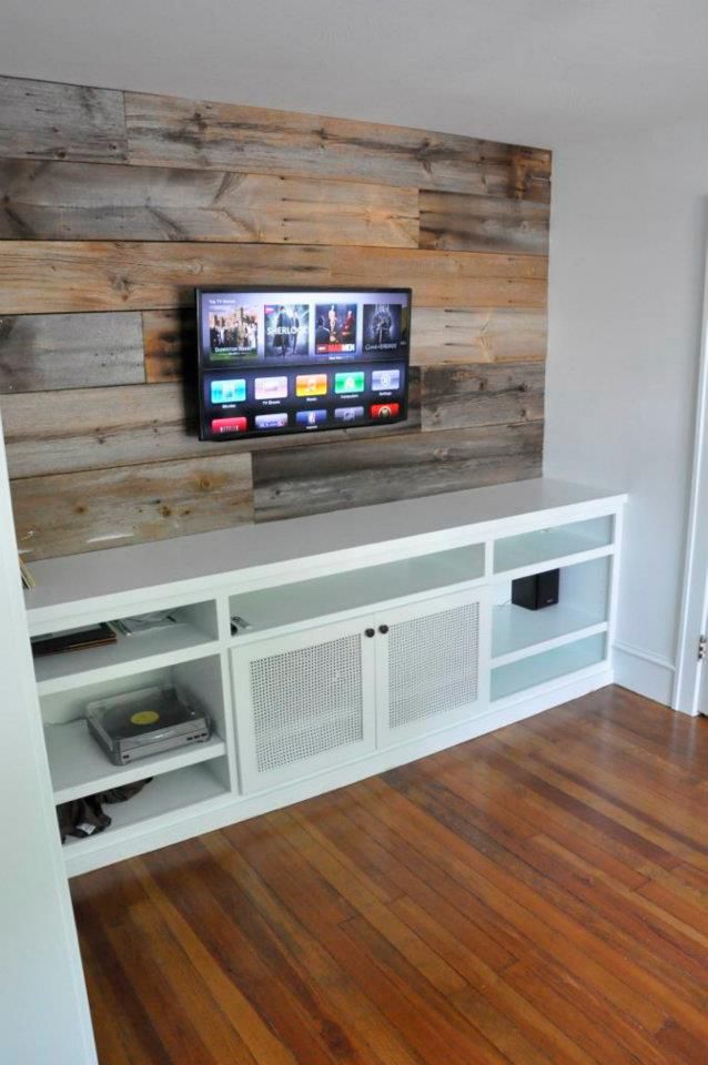 Barnwood Wall With Tv - HD Wallpaper 