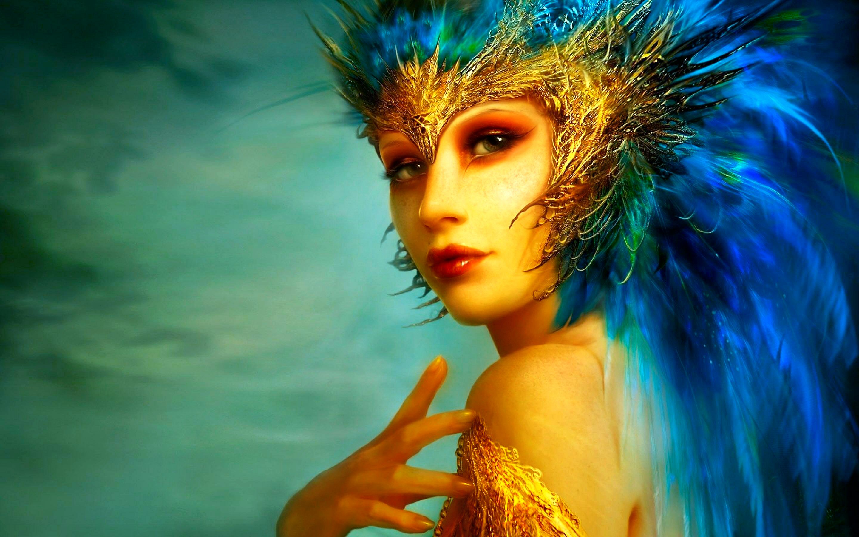 Fantasy Girl Peacock - HD Wallpaper 