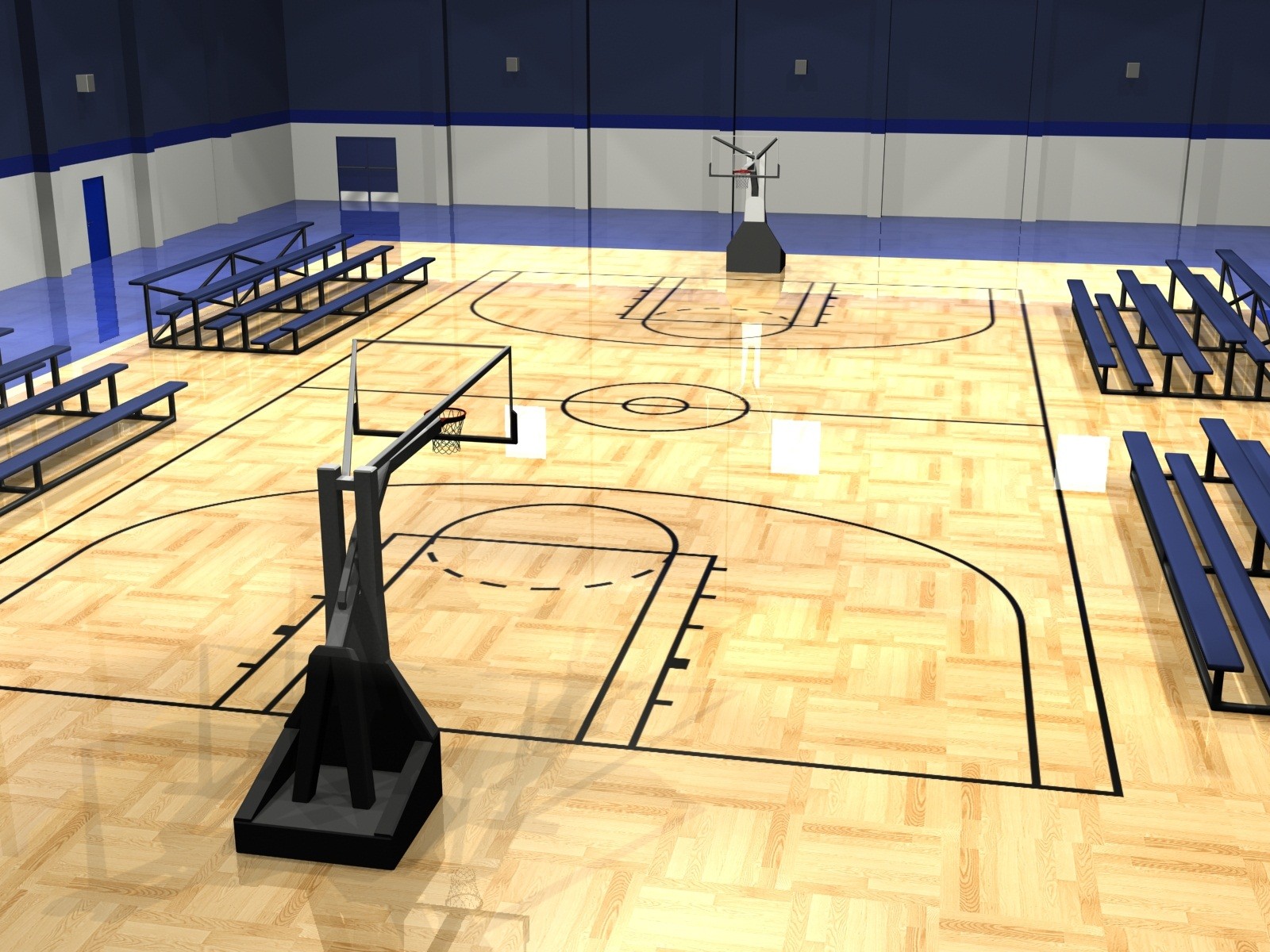 Hd Basketball Court Background - House Indoor Basketball Court Basement - HD Wallpaper 