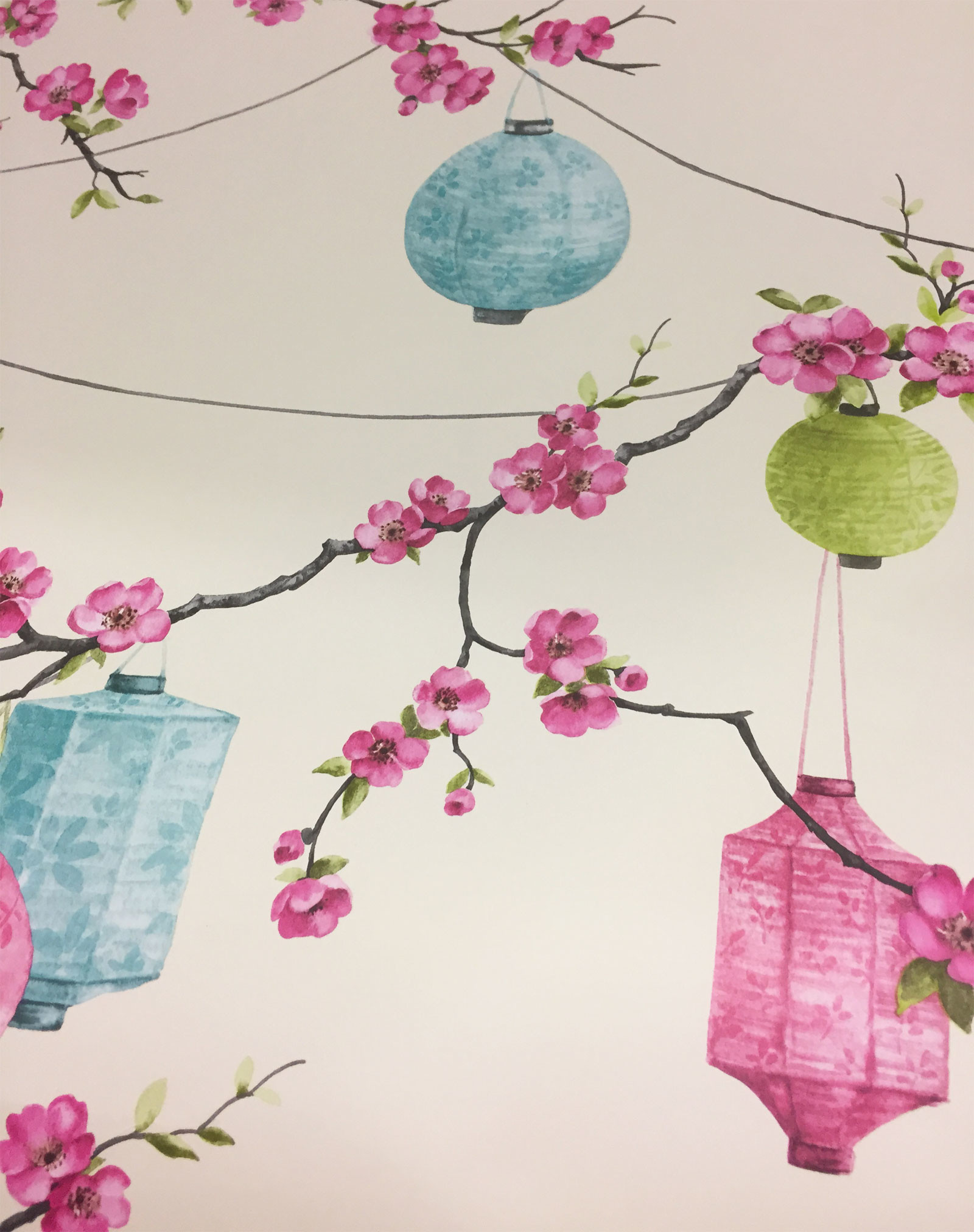 Details About Oriental Wallpaper Chinese Garden Flower - Chinese Garden Pink - HD Wallpaper 