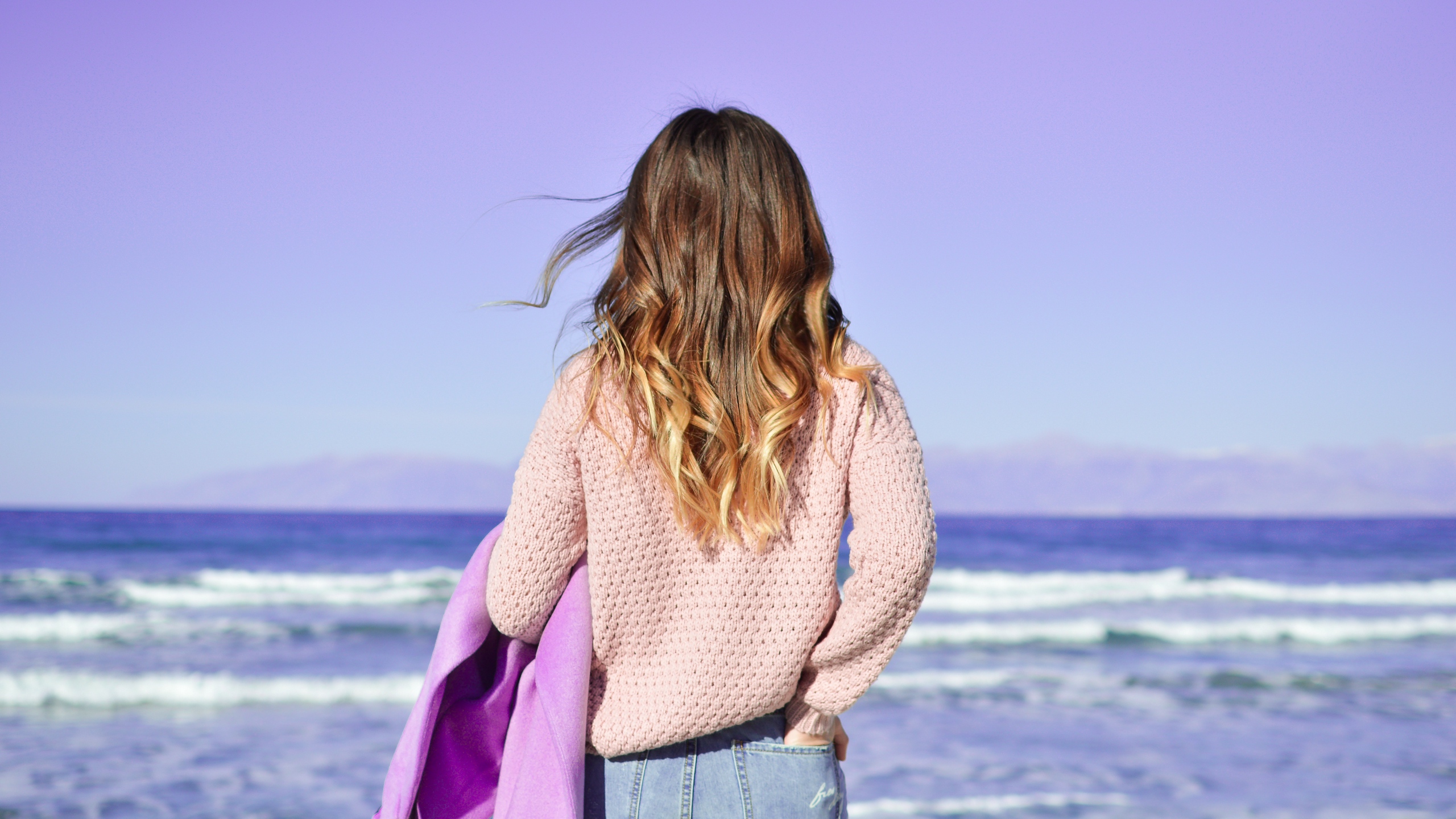 Wallpaper Of Girl, Back, Pullover Background & Hd Image - Hd Back Photo Of Girl - HD Wallpaper 