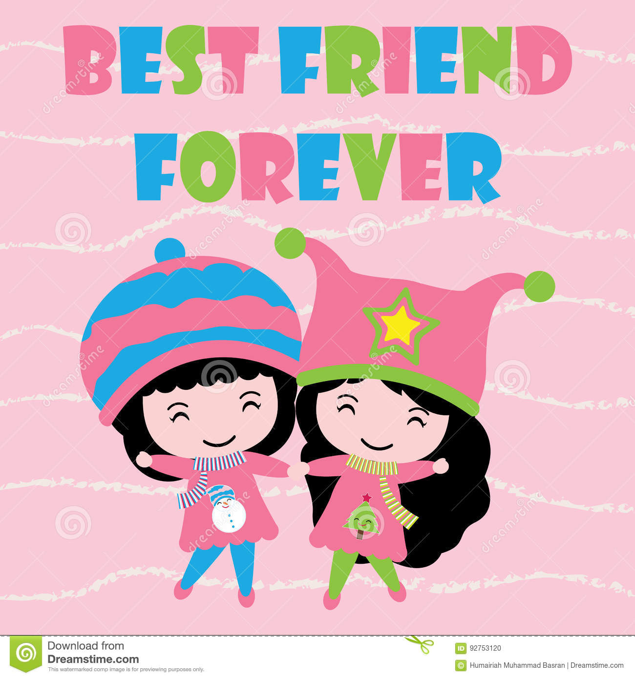 Two Cute Girls On Pink Striped Background Cartoon, - Christmas Wallpaper For Kids - HD Wallpaper 