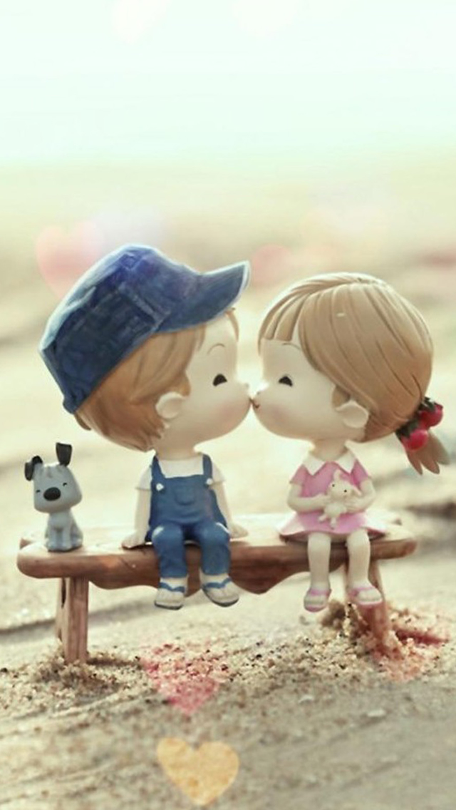 Sweet Cartoon Cute Lover Couple Iphone Wallpaper - Cute Wallpapers Of Couples - HD Wallpaper 