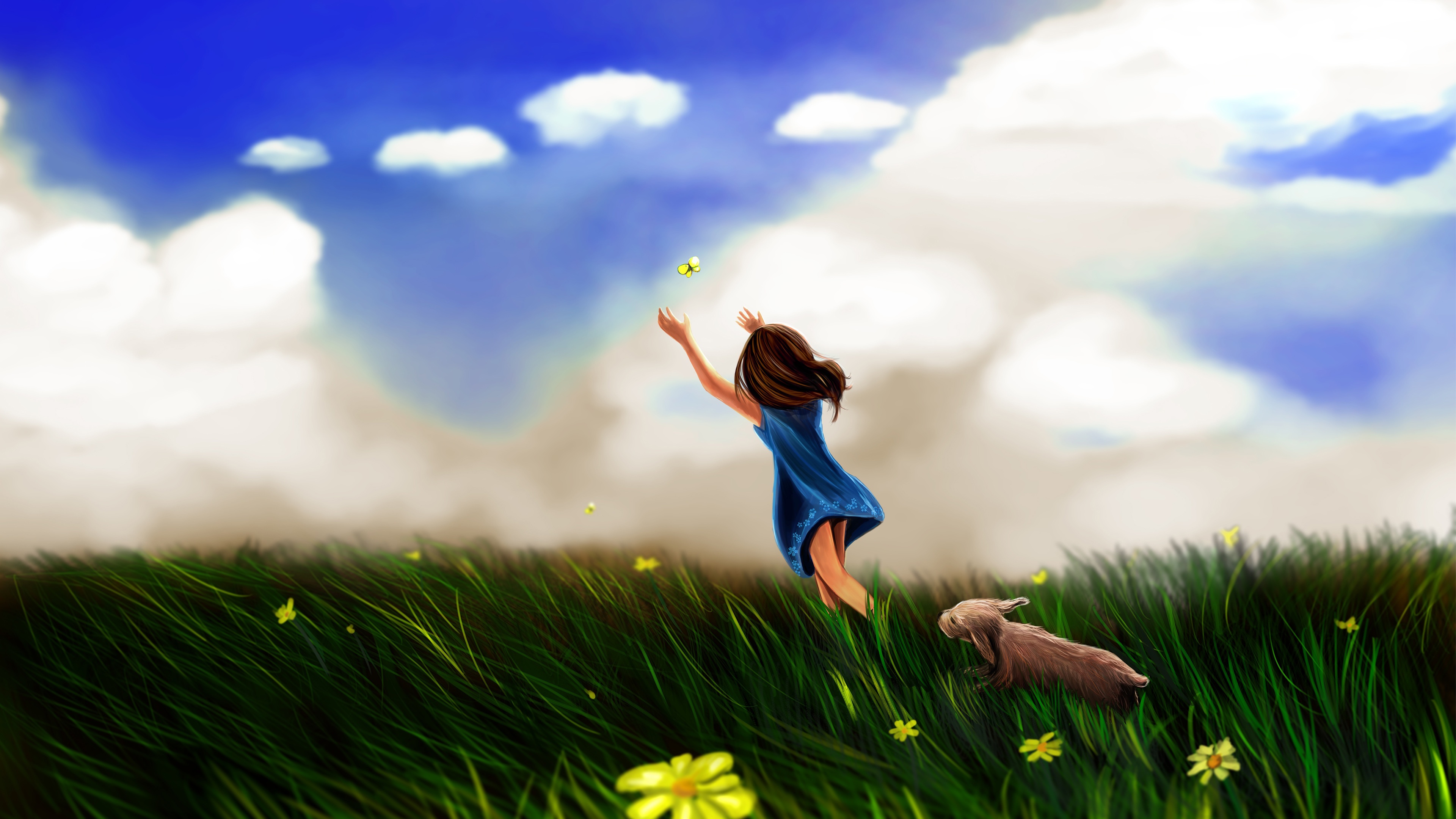 Baby Playing With Butterfly - HD Wallpaper 