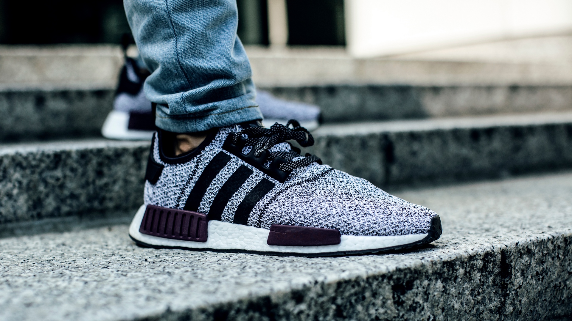 Wallpaper Adidas, Sneakers, Shoes, Jeans, Legs, Stairs - Adidas Shoes - HD Wallpaper 