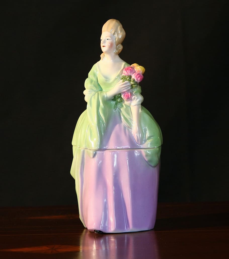 Ladies Powder Jar, Vanity Display, Porcelain, Cosmetic - Figurine - HD Wallpaper 