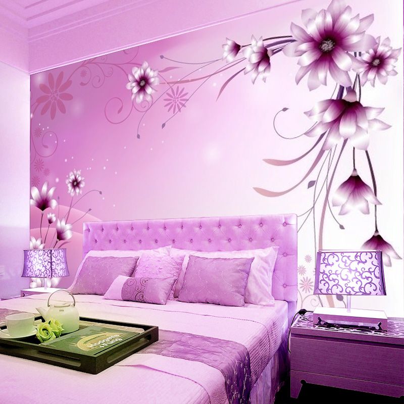 Purple Bedroom Wallpaper Designs - HD Wallpaper 