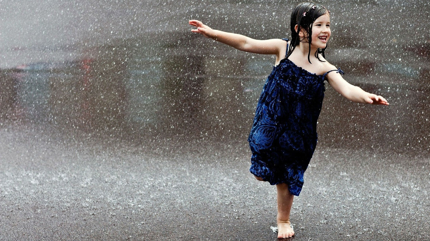 Small Girl In Rain Desktop Wallpaper - Rainy Girl Images Hd - HD Wallpaper 
