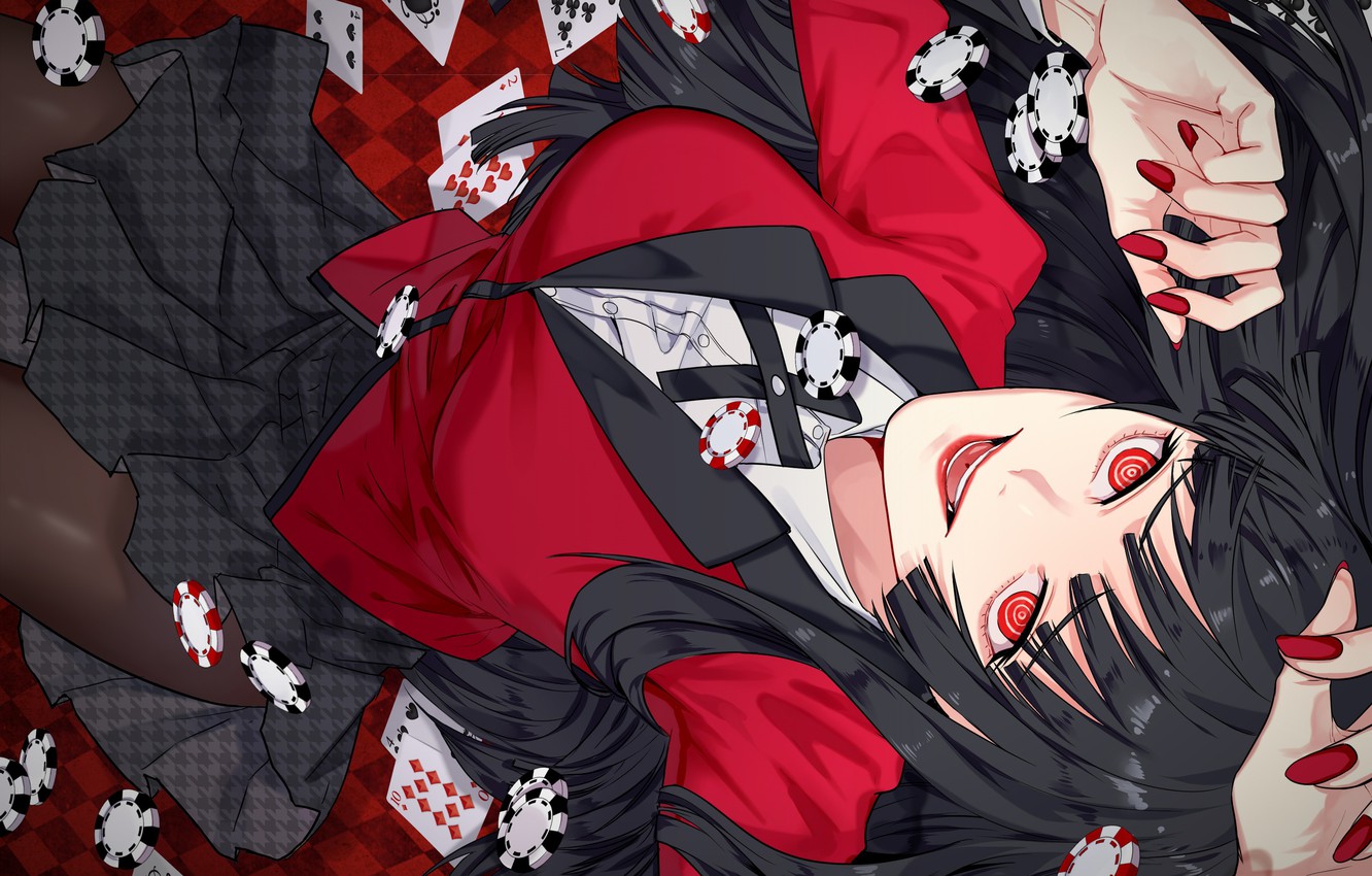 Photo Wallpaper Look, Girl, Art, Kakegurui, Crazy Excitement - Crazy Anime Girl Art - HD Wallpaper 