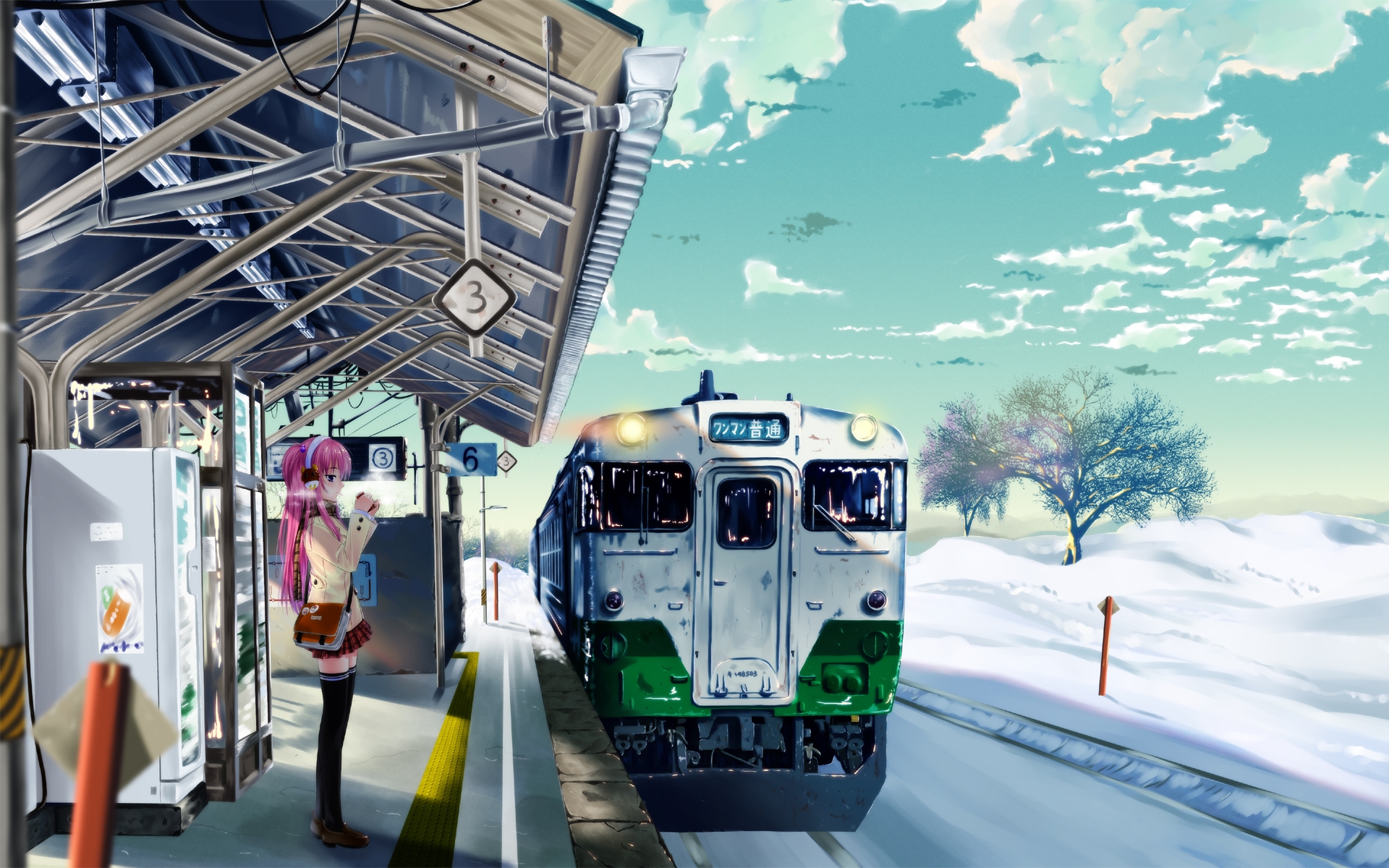 Wallpaper - Anime Guy Train Station - HD Wallpaper 