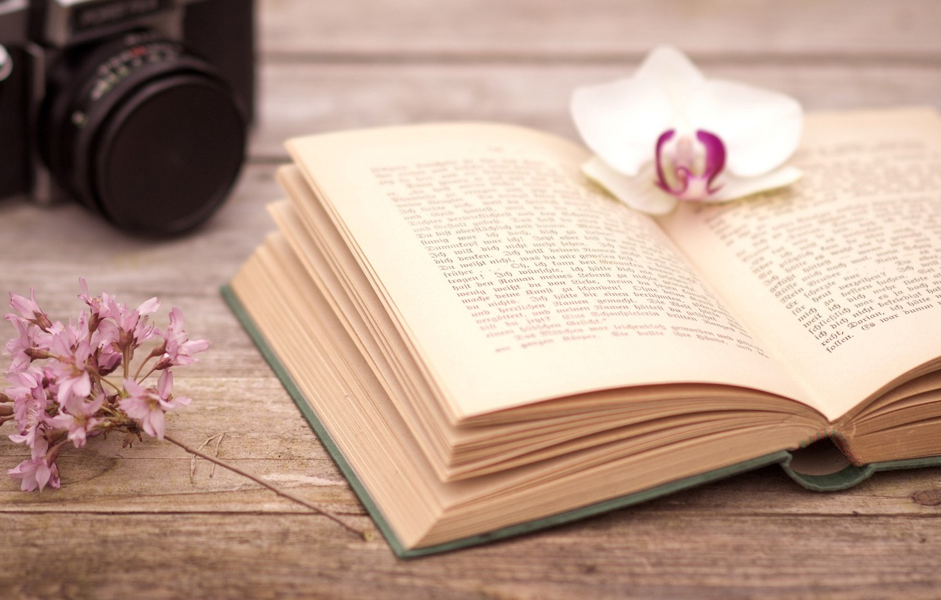 Wallpaper Flowers Background Widescreen Wallpaper Mood - Flower And Book Background - HD Wallpaper 