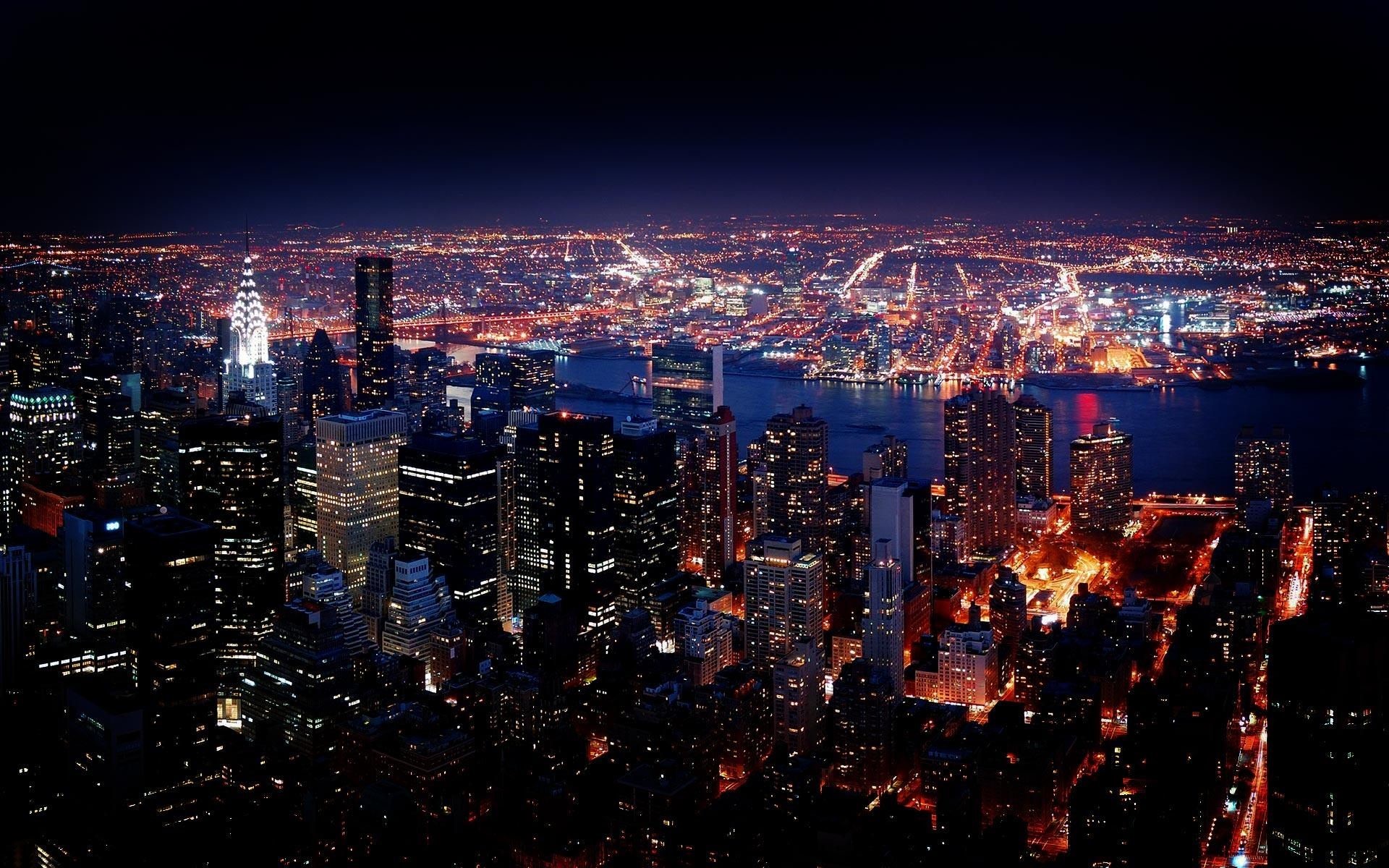 New York City Night View Hd Wallpaper Data-src - Night City View Hd -  1920x1200 Wallpaper 
